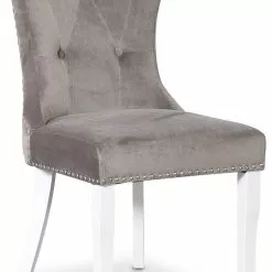 Tuotemerkit Ingrid Ruokatuoli - Harmaa Sametti / Valkoiset Jalat