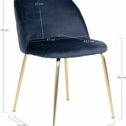 Tuotemerkit Geneve Ruokapöydän Tuoli - Sininen/messinki -Keittiö- ja ruokapöytätuolit Försäljningsbutik 72943363ac7b133e0ffc019b70e442b130