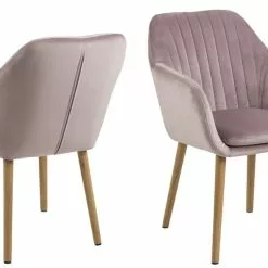 Tuotemerkit Oceanside-nojatuoli - Vaaleanpunainen (sametti) / Tammi