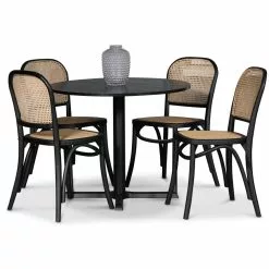 Tuotemerkit Sävyinen Taivutettu Tuoli Rottinkiistuimella - Musta / Rottinki -Keittiö- ja ruokapöytätuolit Försäljningsbutik caf500191ff904813842a237c06f2eefef